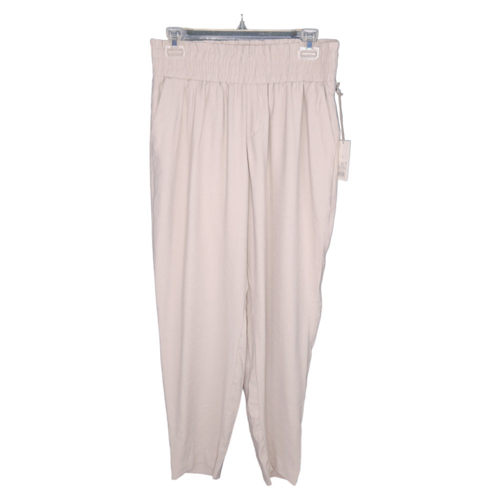 A‎ New Day Tan Paperbag Elastic Waist Straight Leg Ankle Pants Women Medium NWT